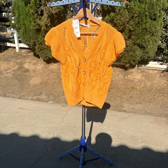 ZARA A Vibrant Orange Women's Knit Cardigan - Picture 6 of 10